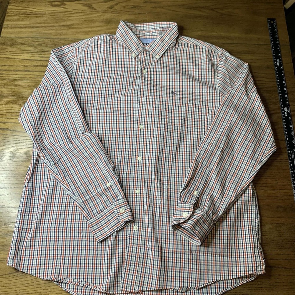 Chaps Red Black Plaid Button Down Long Sleeve Shirt Men's Size XXL
